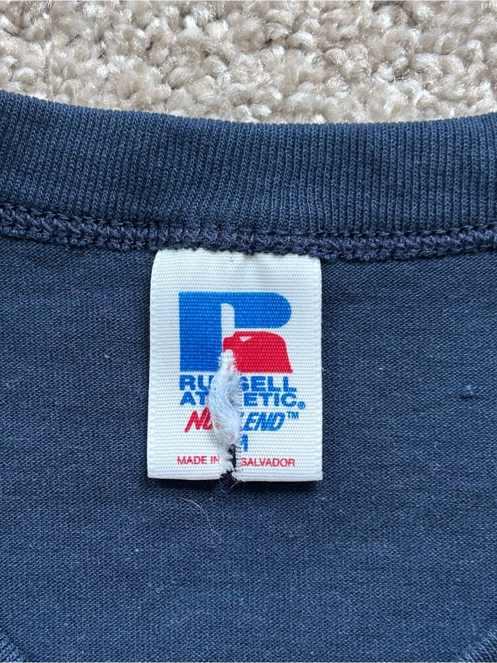 Vintage Cleveland Indians Russell Athletic Henley Shirt Navy Blue Chief Wahoo M - Picture 6 of 8